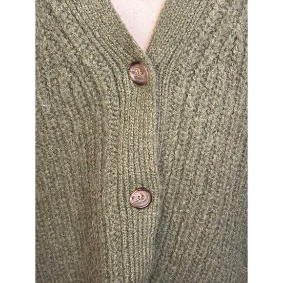 Jenni Kayne cocoon cardigan knit sweater olive XL acrylic alpaca wool chunky - Picture 4 of 9